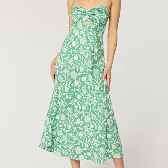trixxi green floral dress Amina Midi Dress in Green City Floral Olive main image 0